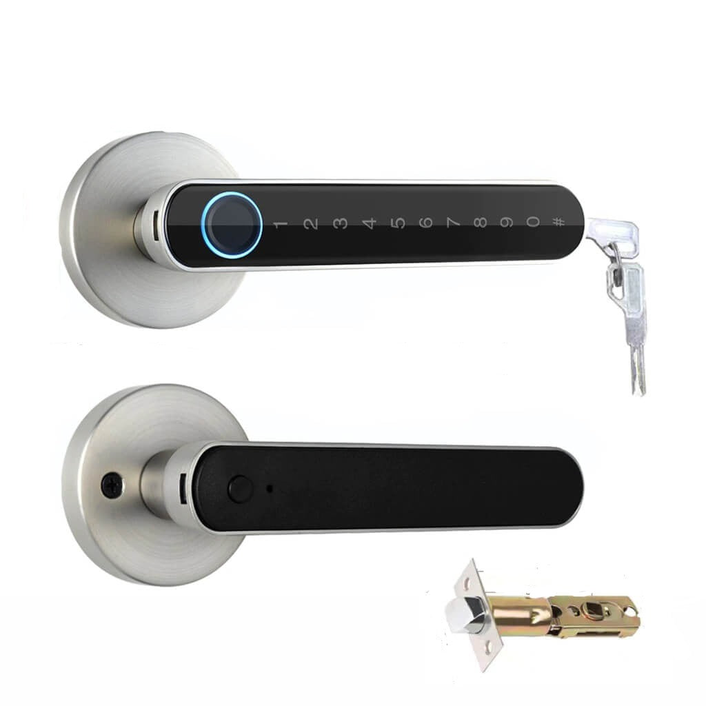Moderne digital dørlås med fingeravtrykk, elegant smartlås for bekvem og sikker bolig.