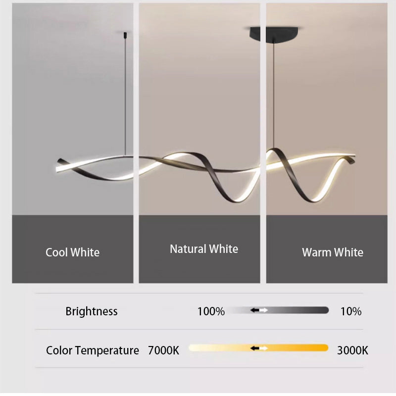 Dimbar moderne LED-lysekrone i aluminium, elegant minimalistisk design, passer for moderne interiør. Energieffektiv belysning