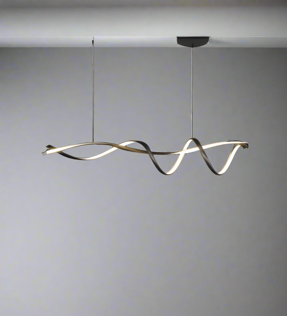Dimbar moderne LED-lysekrone i aluminium, elegant minimalistisk design, passer for moderne interiør. Energieffektiv belysning