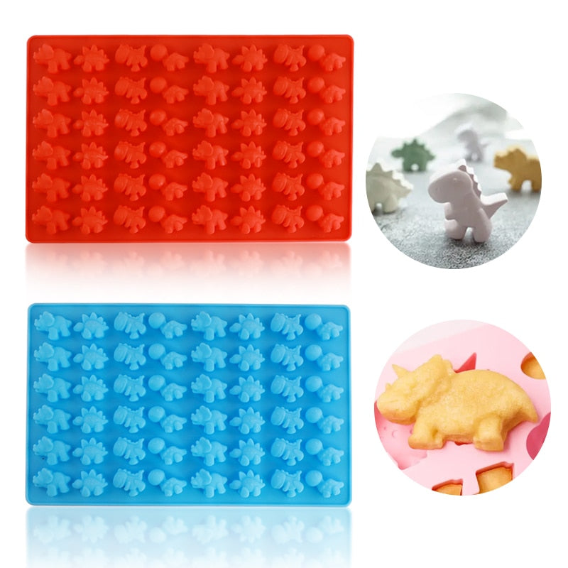 Grønn Gummy Dino geleform, slitesterk silikon til baking og kreative konditorivarer hjemme.