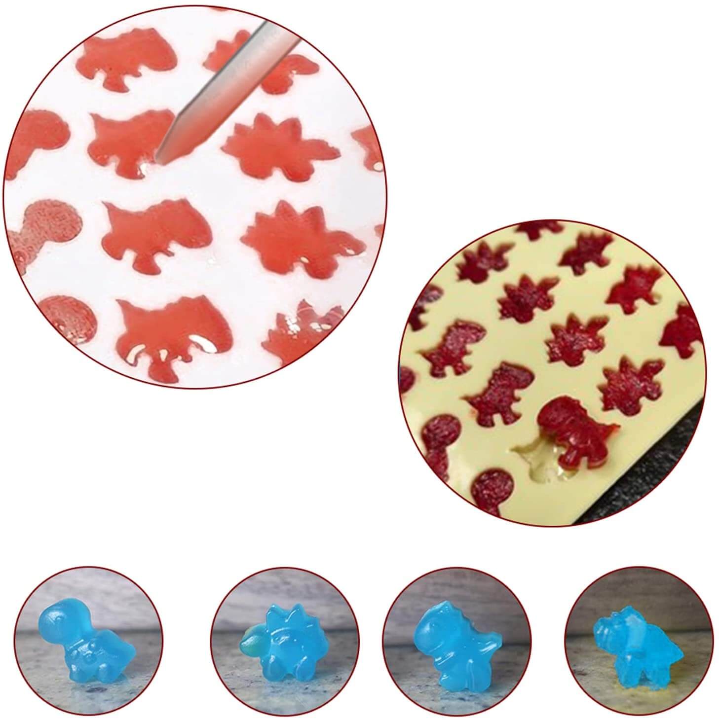 Barneprodukt Gummy Dino form i silikon; lag dine egne dinosaur-geleer, sjokolader.