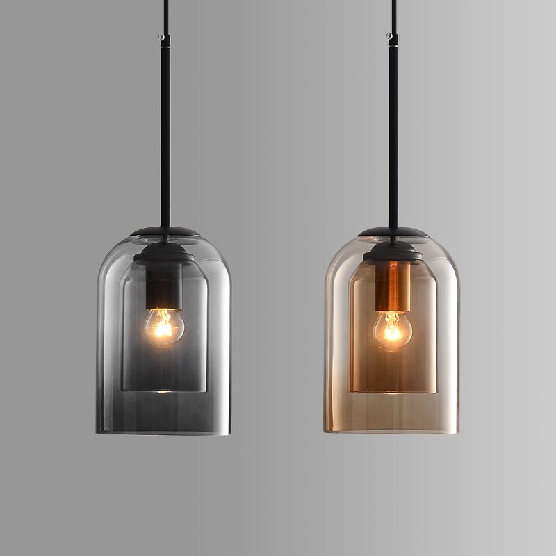 Justerbar dobbel glasslampe med dimbar funksjon, ideell som designlampe for stue. Røykgrå.