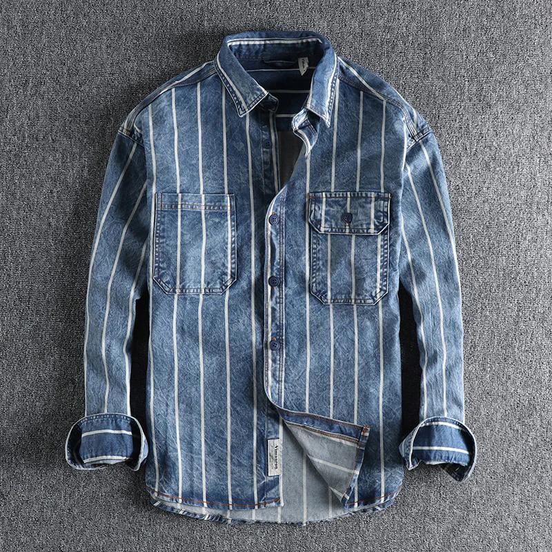 Håkon™ - Striped denim shirt with modern cut