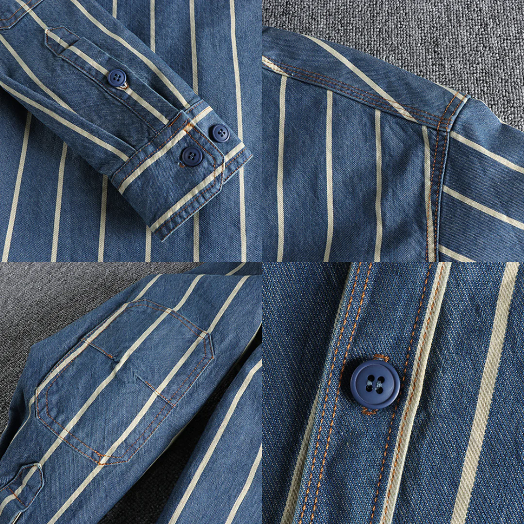 Håkon™ - Striped denim shirt with modern cut