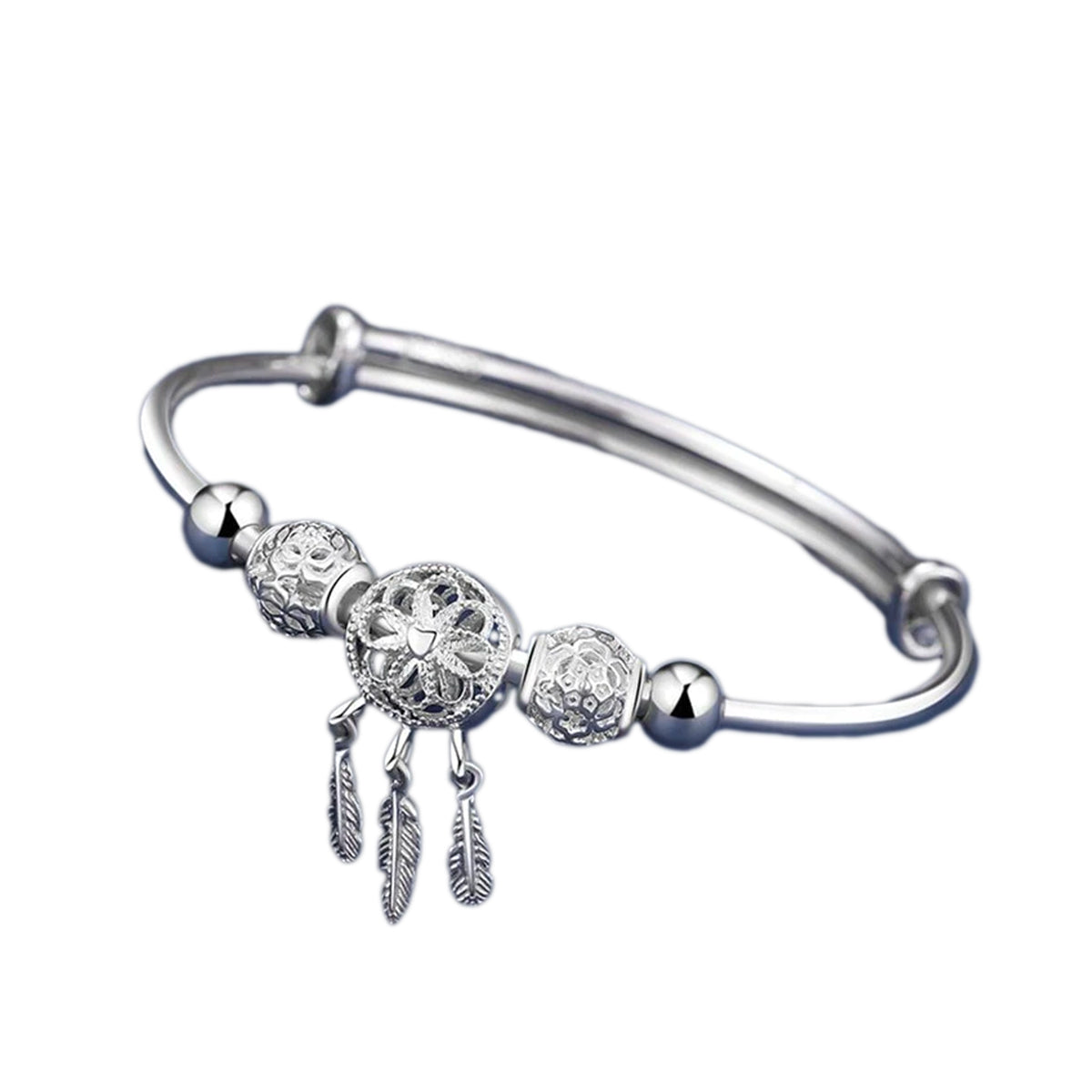 Drømmefanger bangle armbånd i sølv for kvinner, sterling sølv, allergivennlig og justerbart