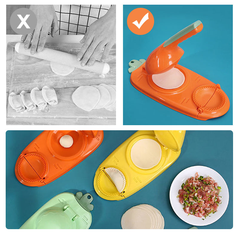 "Dumplingform i holdbart PP-materiale med ergonomisk håndtak, perfekt for enkel pressing og forming av dumplings."