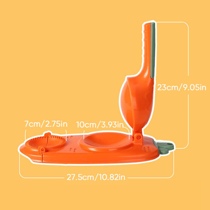 "Dumplingform i holdbart PP-materiale med ergonomisk håndtak, perfekt for enkel pressing og forming av dumplings."