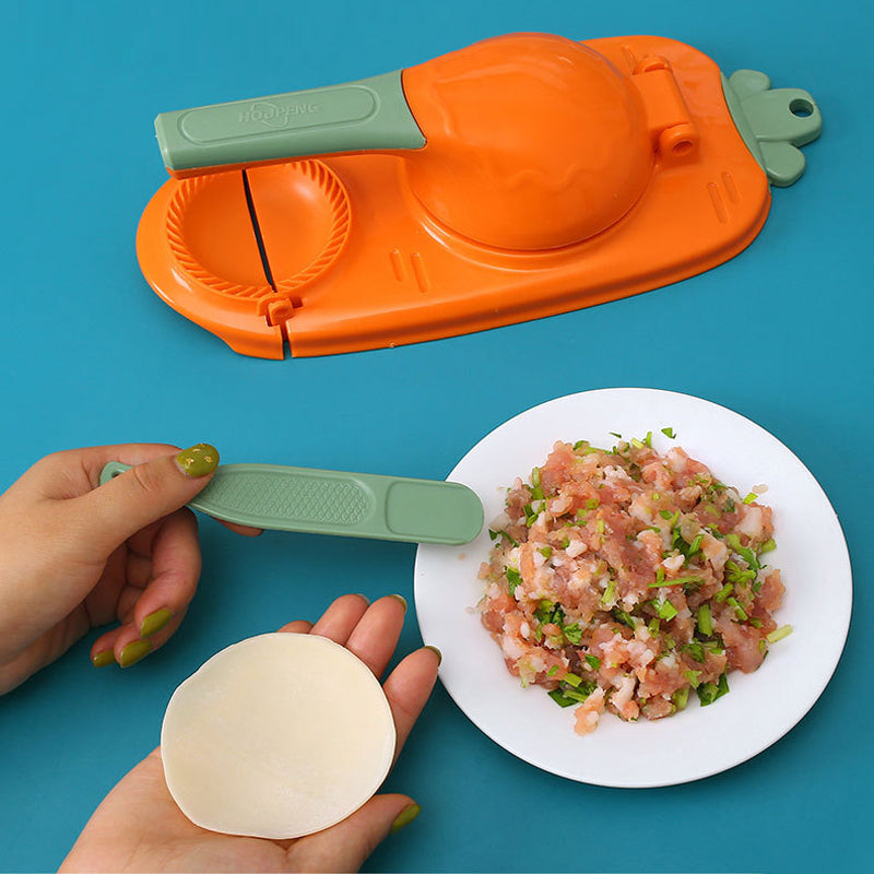 "Dumplingform i holdbart PP-materiale med ergonomisk håndtak, perfekt for enkel pressing og forming av dumplings."
