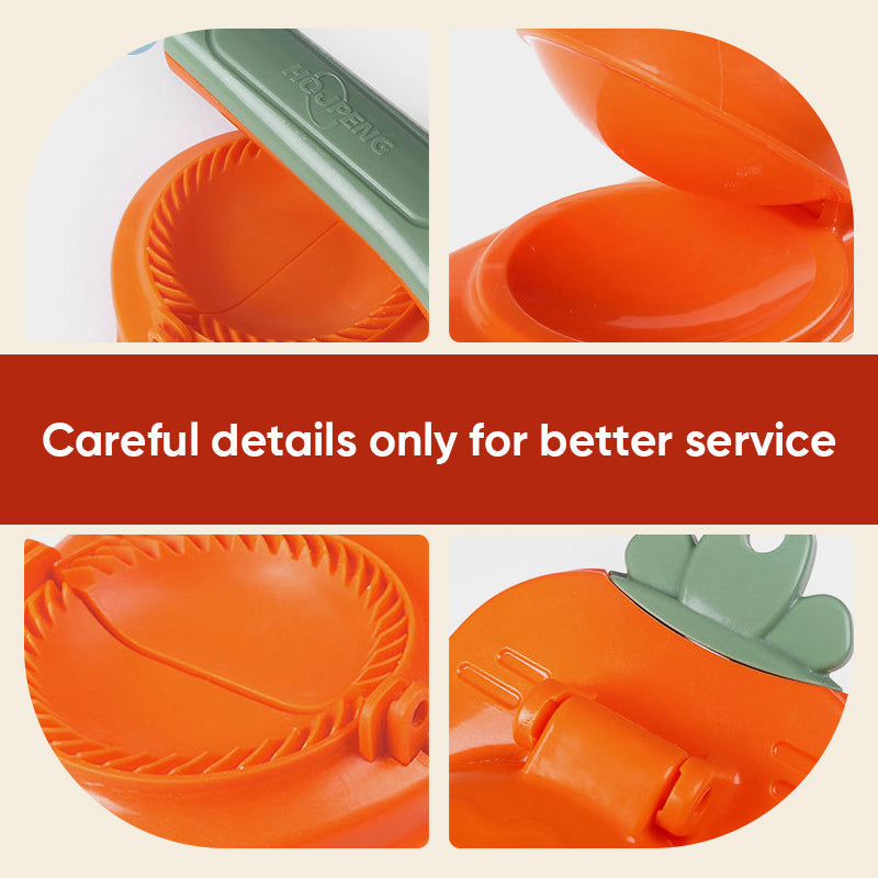"Dumplingform i holdbart PP-materiale med ergonomisk håndtak, perfekt for enkel pressing og forming av dumplings."