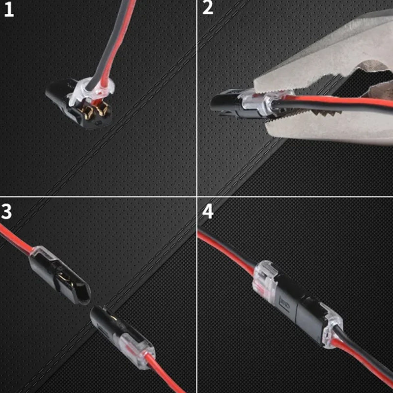 "Effektiv dobbel-leder plug-in-kontakt med låsespenne i beige og blått for sikre elektriske prosjekter, verktøy og DIY."