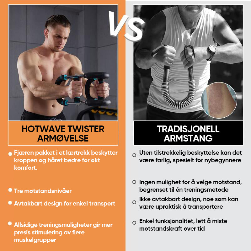 Effektiv dreiestang for armtrening, viser justerbare styrkenivåer og solid materiale for overkropps trening hjemme eller ute.