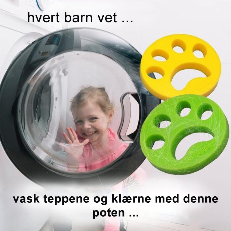 "Effektiv dyrehårfjerner i bruk, gjenbrukbar, fjerner dyrehår fra klær, mykt og fleksibelt materiale."