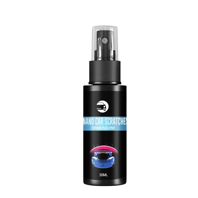 "Effektiv reparasjonsspray for biler som fjerner riper og merker, tilgjengelig i 100ml og 30ml flasker med høyglansfinish."