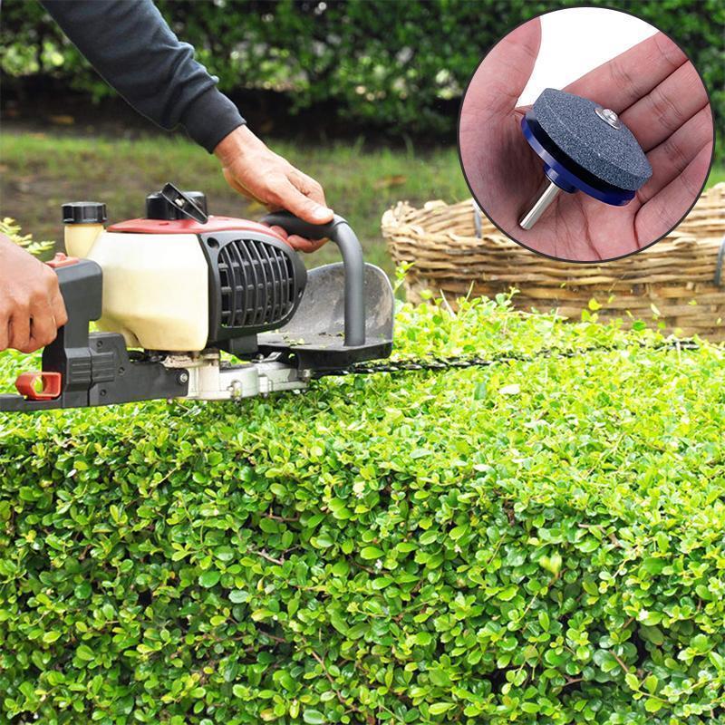 "Effektiv slipemaskin for gressklipper med slitesterk korundskive, enkel montering, gir skarpe blader raskt."