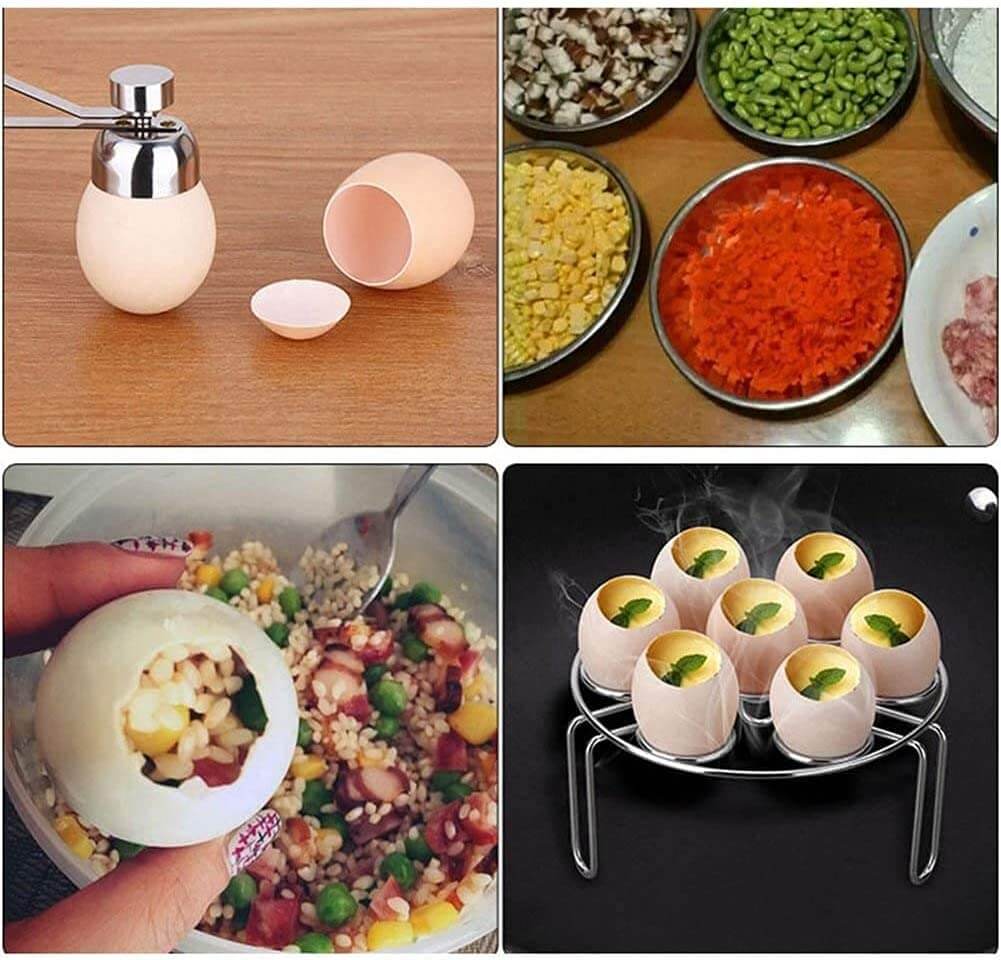 Eggeknekker som en del av et sett med frokostutstyr, praktisk forbereder egne måltider raskt.