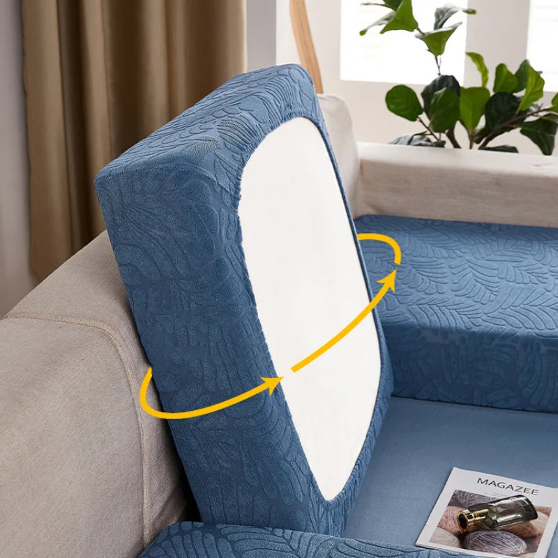 Elastisk sofatrekk i fløyel, slitasjebestandig, blå, passer de fleste sofaer, gir beskyttelse og stiloppgradering.