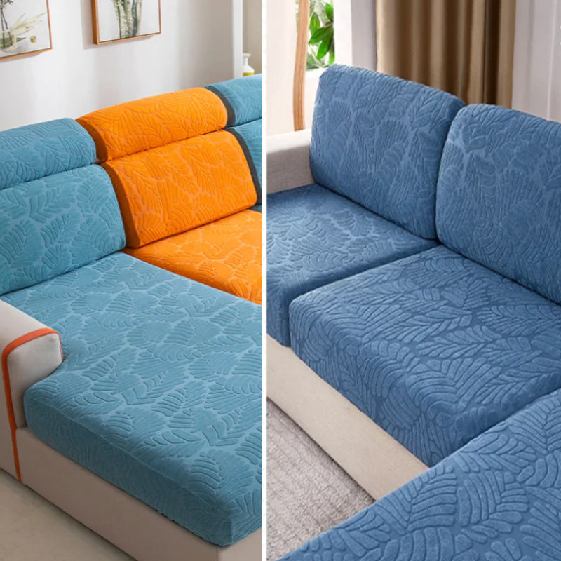 Elastisk sofatrekk i fløyel, slitasjebestandig, blå, passer de fleste sofaer, gir beskyttelse og stiloppgradering.