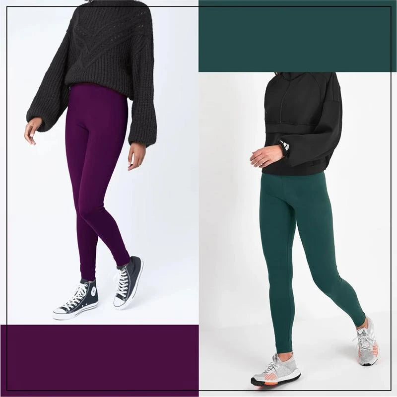 "Elefantfarget fleece leggings, varm og stilfull for vinterbruk, med høy midje og slank passform for kvinner."