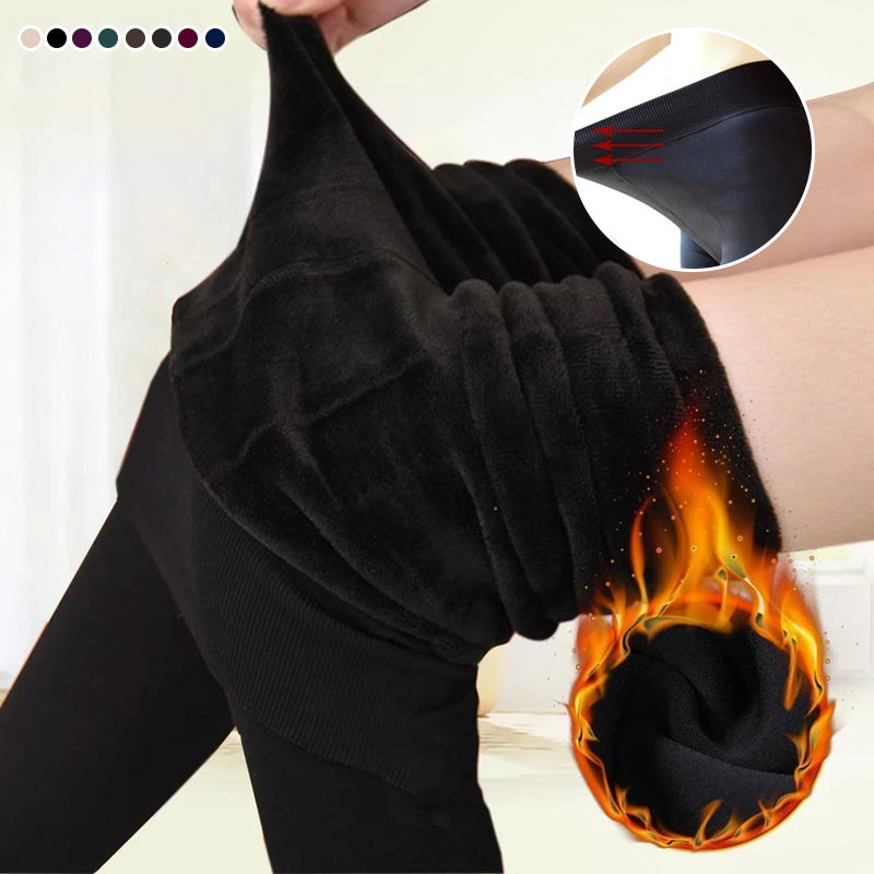 "Elefantfarget fleece leggings, varm og stilfull for vinterbruk, med høy midje og slank passform for kvinner."