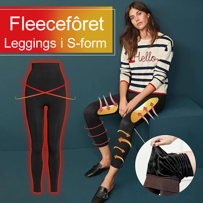 "Elefantfarget fleece leggings, varm og stilfull for vinterbruk, med høy midje og slank passform for kvinner."