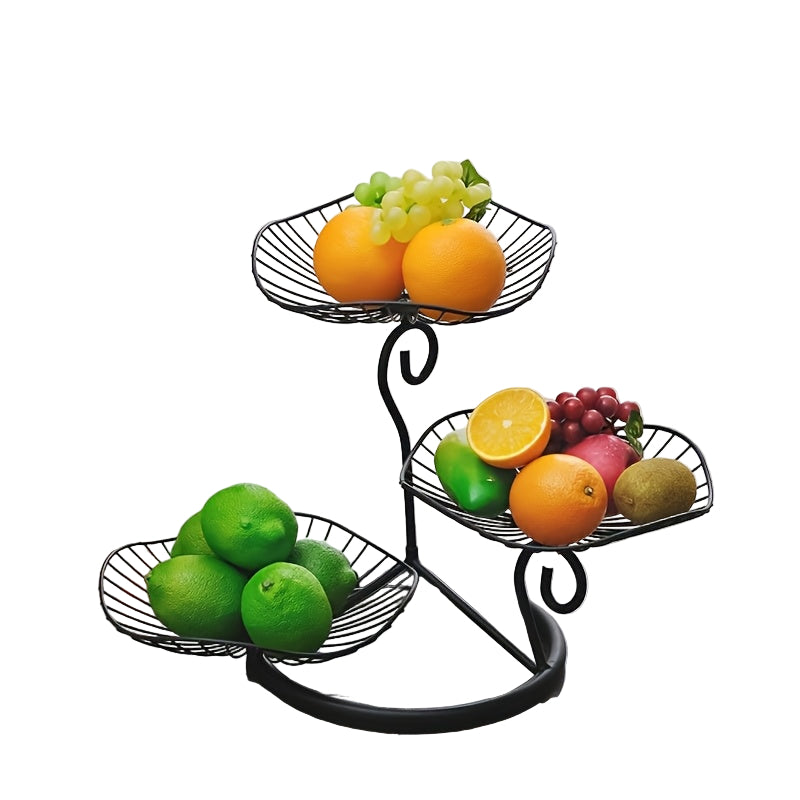 Elegant 3-lags fruktskålstativ for snacks, desserter og frukt. Perfekt for organisering og borddekking.