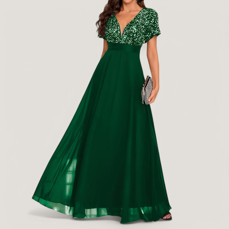 Festklar paljettkjole til kvinner i elegant A-linje design, en perfekt selskapskjole med glitter.