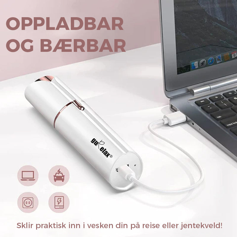 "Elegant ansiktsepilator i leppestift-stil for smertefri hårfjerning, tilgjengelig i hvit, svart og rosa gull."