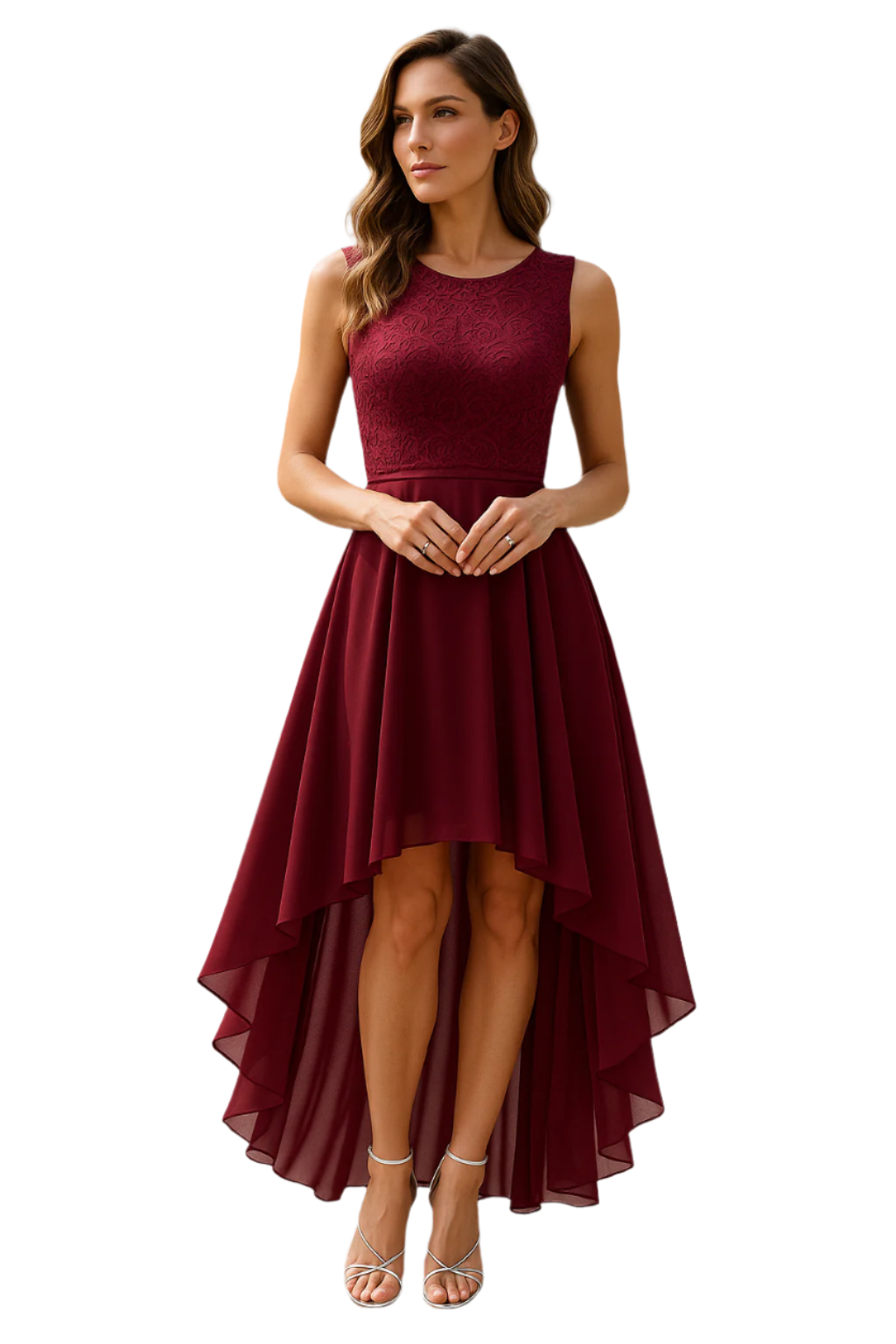 Elegant asymmetrisk aftenkjole for kvinner, perfekt for spesielle anledninger og formelle fester.