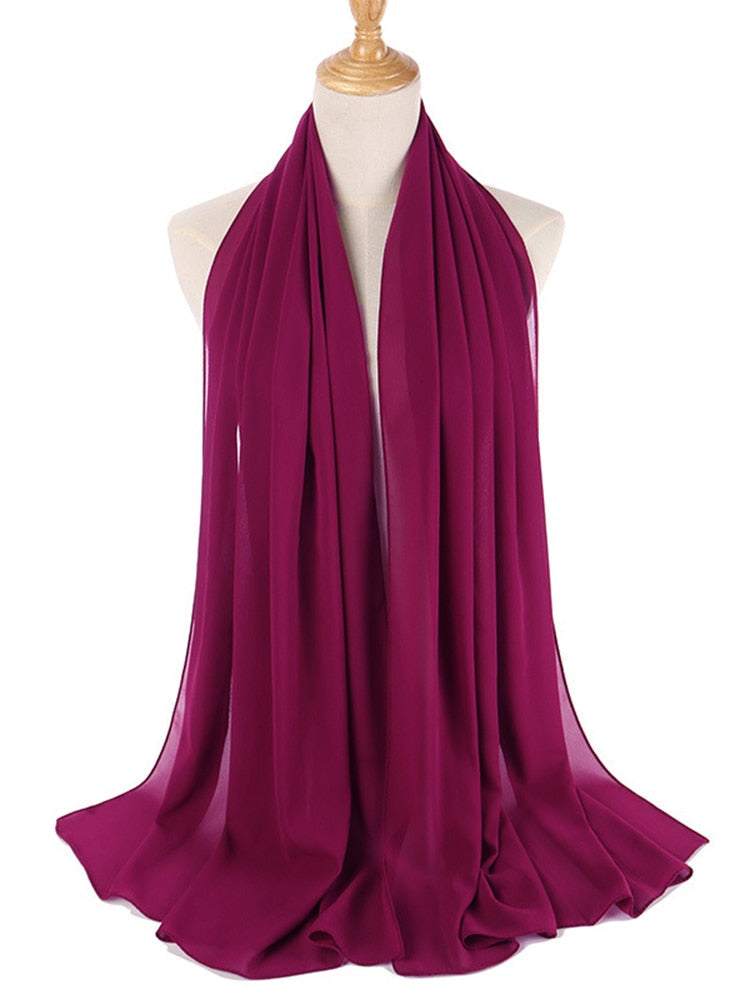 Elegant chiffon hijab med satengkant