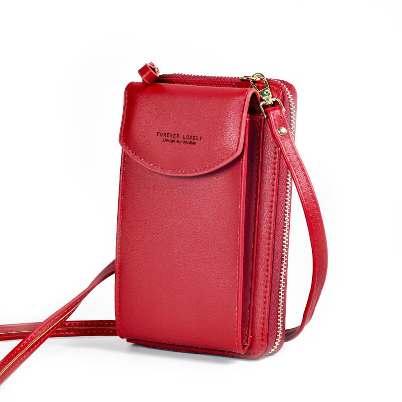 Elegant crossbody veske i brunt PU-skinn med justerbar skulderrem, perfekt for damer.