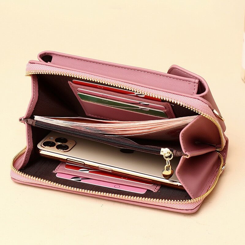Sideprofil av elegant svart crossbody veske, minimalistisk design, PU-skinn, håndveske.