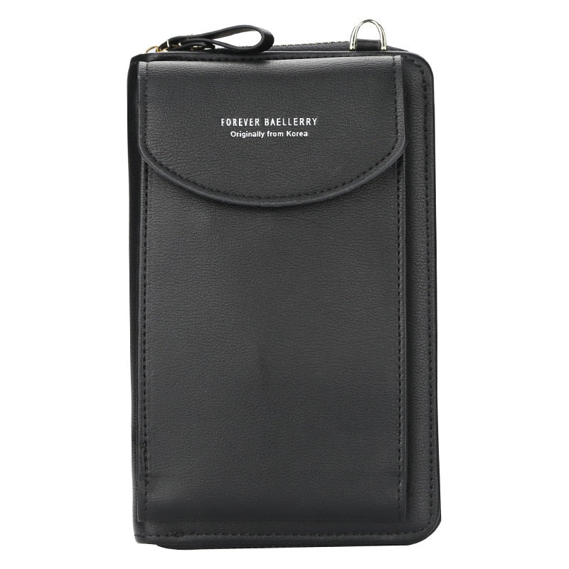 Kvinners tidløse crossbody veske i mørkeblått skinn, med rent design, egnet for alle anledninger.