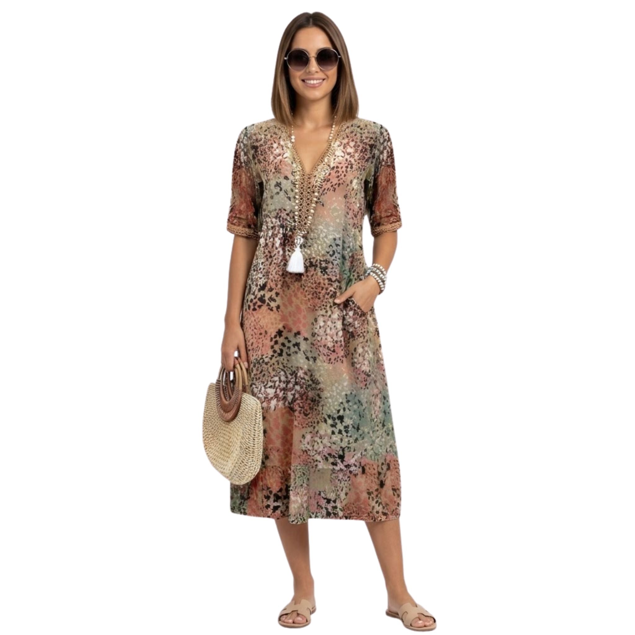 Elegant drapert maxikjole for dame, perfekt til sommer og fest. Komfortabel og stilren.