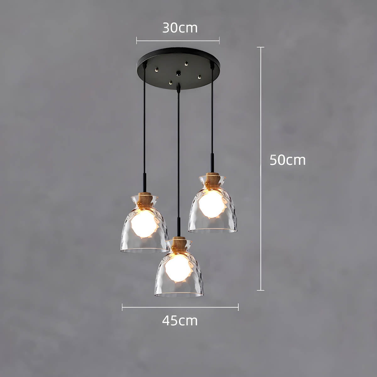 Elegant glass lysekrone med moderne design, minimalistisk stil, justerbar ledning, ideell for moderne interiør.