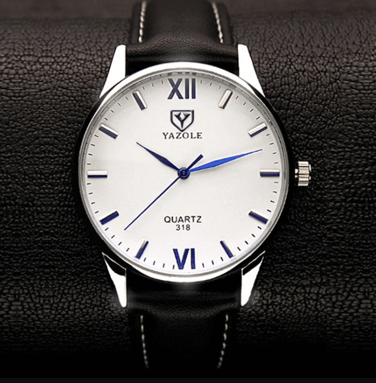 "Elegant herre armbåndsur med tidløs design, skinnrem og romerske tall, gir sofistikert stil til formelle og uformelle antrek