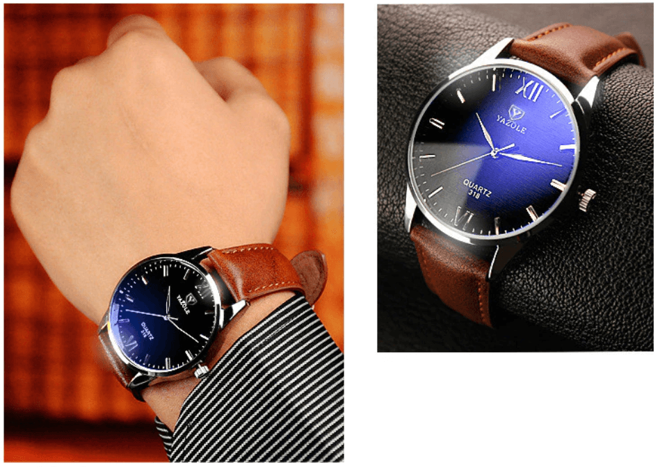 "Elegant herre armbåndsur med tidløs design, skinnrem og romerske tall, gir sofistikert stil til formelle og uformelle antrek