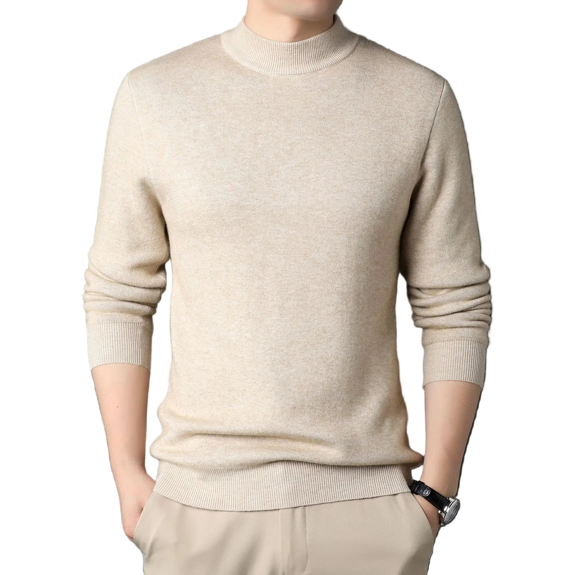 Elegant herre halvpolo genser, slim-fit og komfortabel for høst/vinter. Allsidig for casual og formelle anledninger.