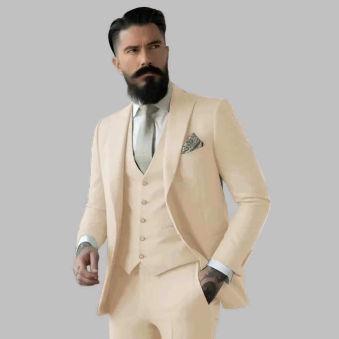Stilfull herre slim fit dress (tre-delt) med skreddersydd passform. Ideell for forretning og fest.