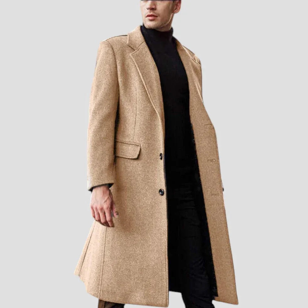 Herre vinterfrakk i klassisk design, varm ullblanding. En stilfull ullfrakk for kalde dager.