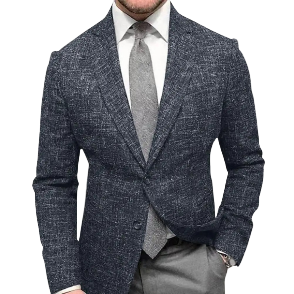 Elegant herreblazer med avslappet krage og to knapper. Slank passform, perfekt som dressjakke for formelle og uformelle anledninger.