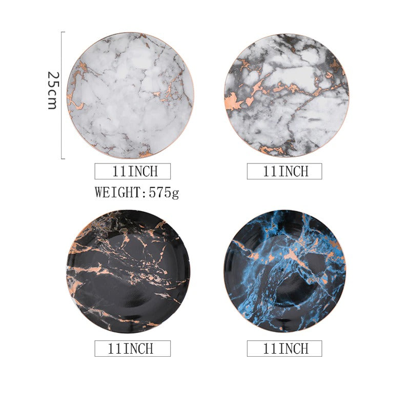 Premium keramisk marmorplate. For en luksuriøs, elegant spiseopplevelse og vakkert hjem-interiør.