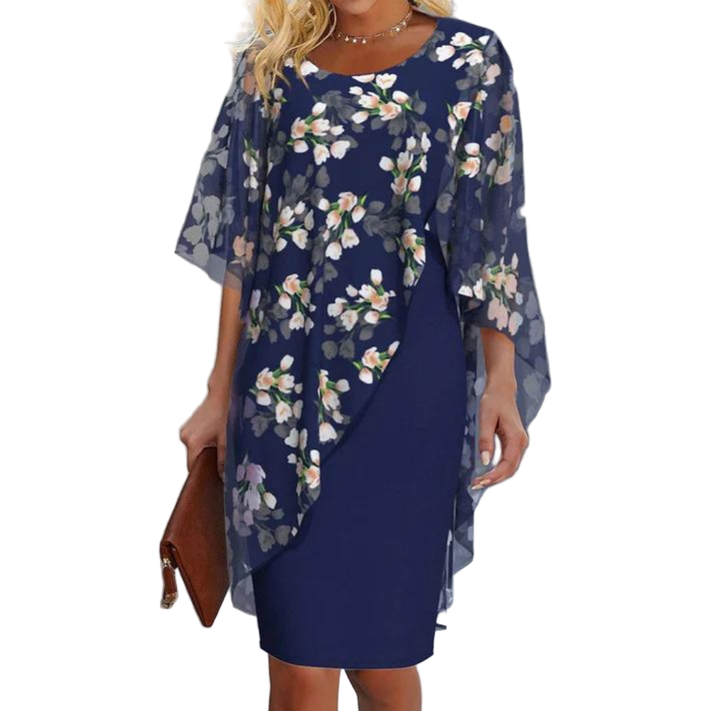 Elegant kvinnekjole med fargerikt blomsterprint. Perfekt sommerkjole for fest og hverdag, komfortabel.