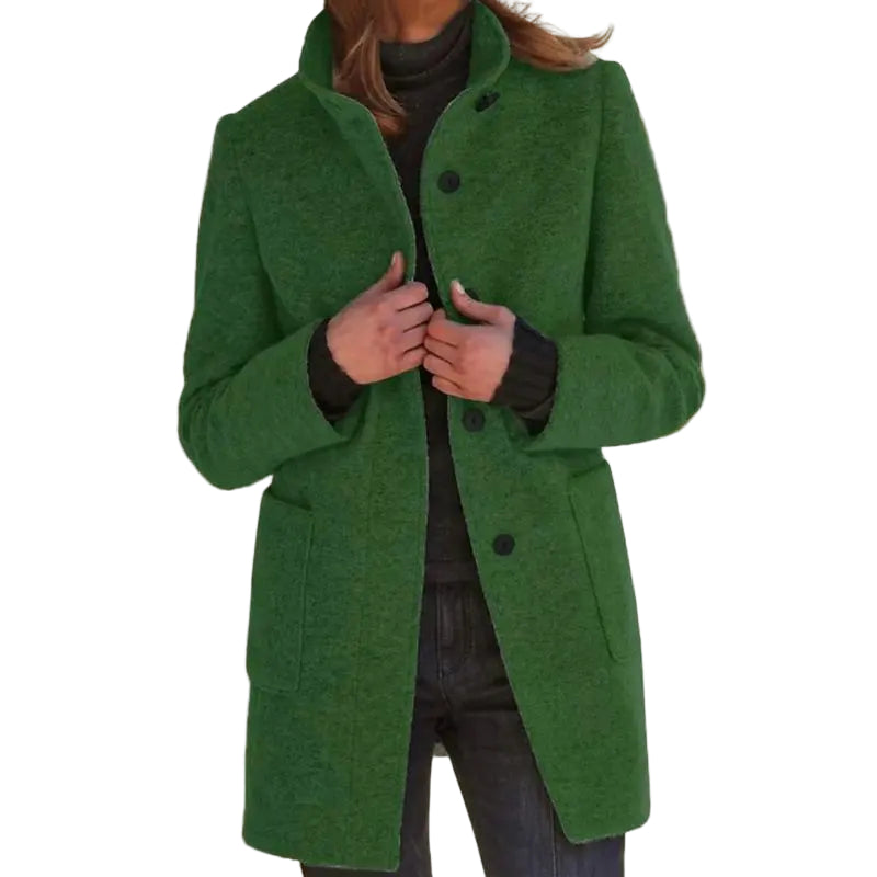 Elegant lang vinterkåpe for kvinner, varm og stilig yttertøy til hverdag og festbruk.