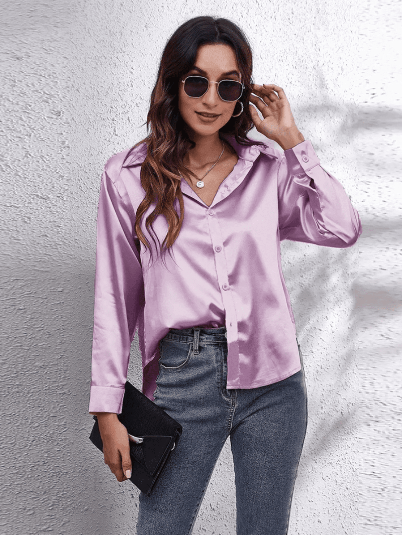 Allsidig damebluse, langermet, elegant design som passer til mange anledninger, komfortabel.