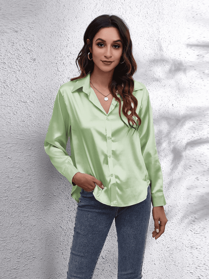 Komfortabel langermet bluse, dame, mykt stoff, perfekt for en stilig og avslappet look.