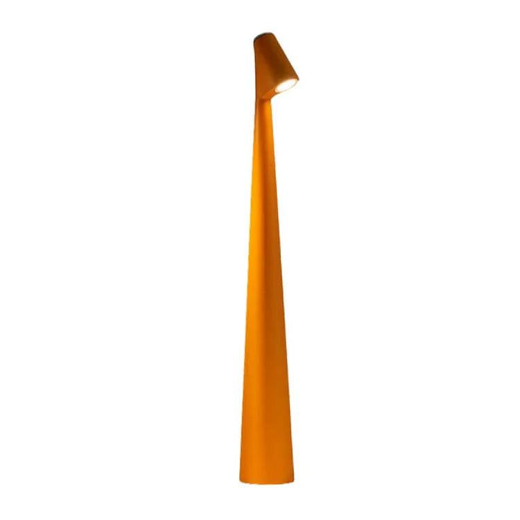 "Elegant minimalistisk bjelkelys i aluminium, trådløs og portabel, ideell som bordlampe for moderne innredning."