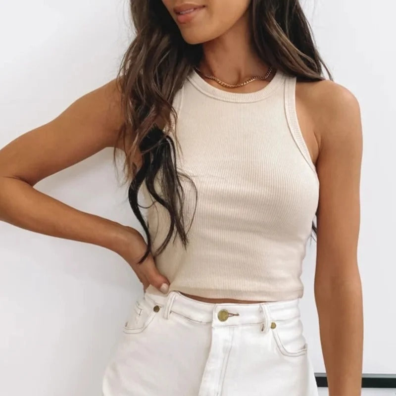 Stilren og komfortabel off-shoulder croptop tanktopp for damer, ideell for hverdagsbruk.
