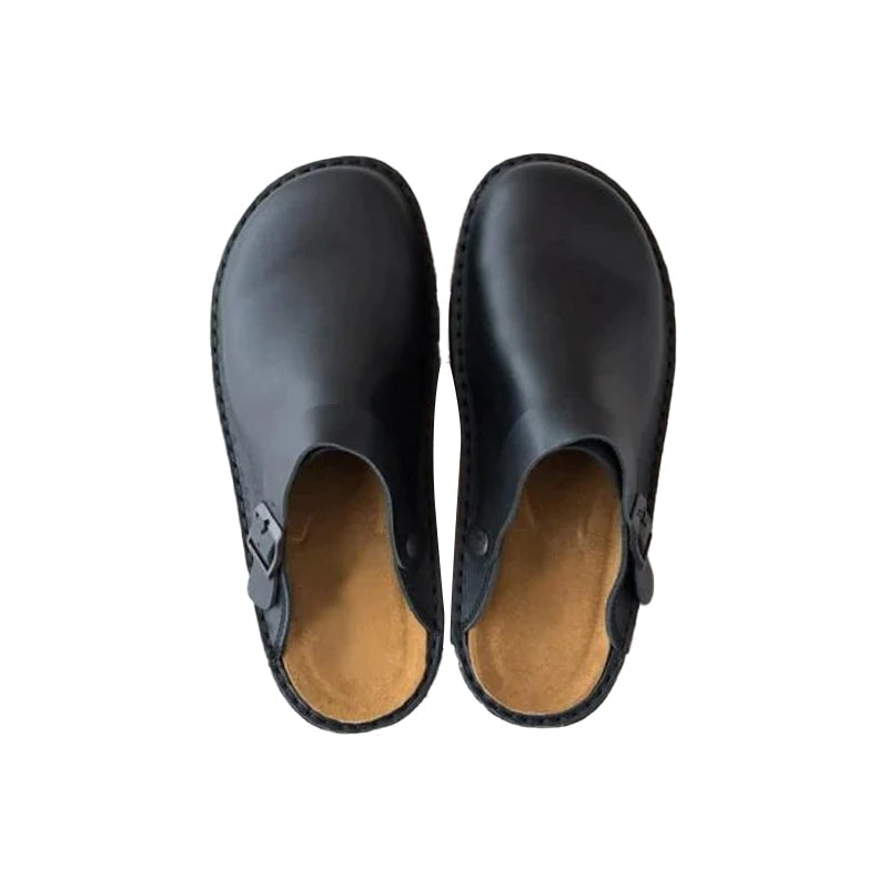 "Elegant og ergonomisk skinntøfler for menn, mykt skinn, minimalistisk design, sklisikker såle for innendørs/utendørs bruk"