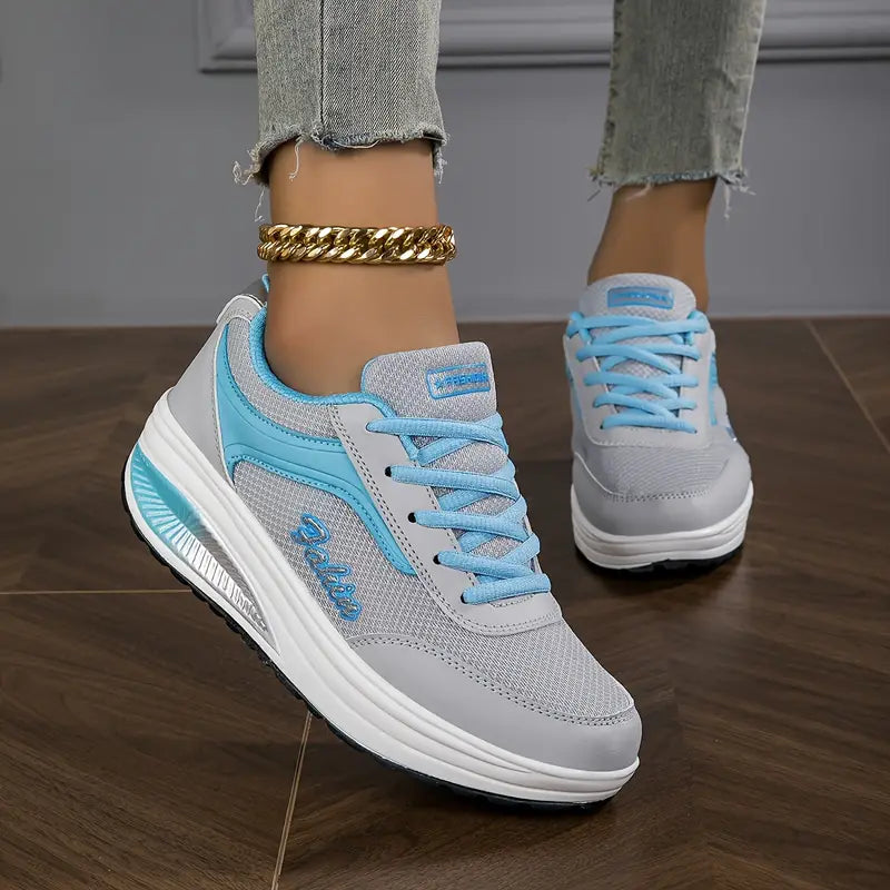 "Elegant ortopediske sneakers for kvinner i blå, brun og hvit, lett og pustende med ergonomisk støtte for daglig bruk"