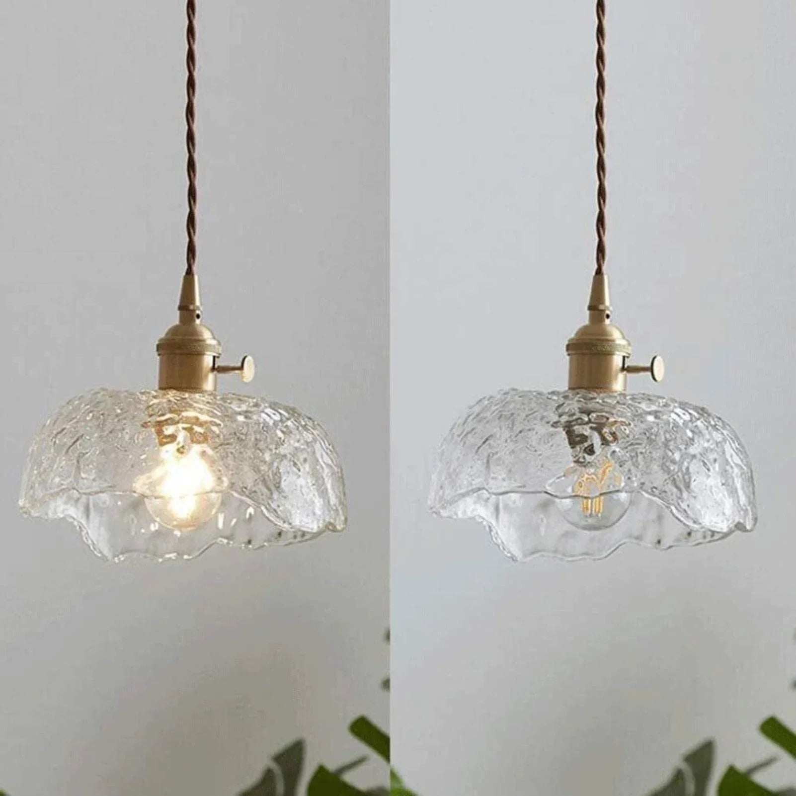 "Elegant pendellampe i messingglass med moderne design, perfekt for å skape stilfull belysning i hjemmet ditt."